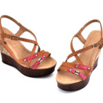 brown ladies shoes on a white background